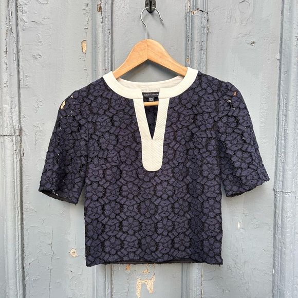Judith & Charles Lace overlay Blouse, Size 0 - Picture 1 of 8
